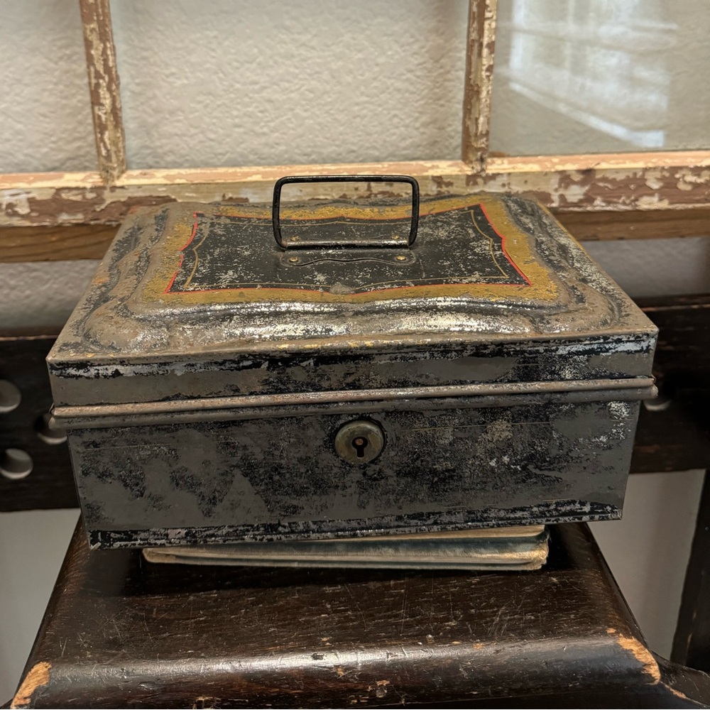 Antique Late 19th Century Toleware Spice Box Empty